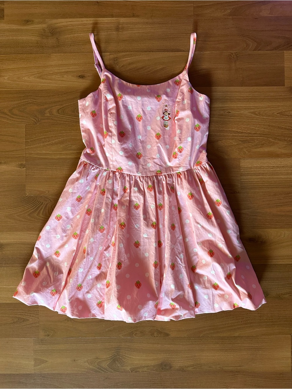 Hot Topic Pink Strawberry Shortcake Print Mini Dress